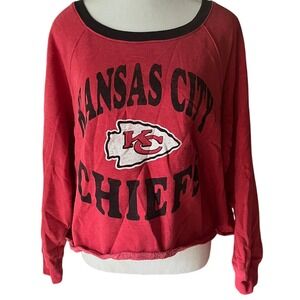 Kansas City Chiefs 47 Brand Cropped Sweatshirt Red Black Sporty Womens L‎